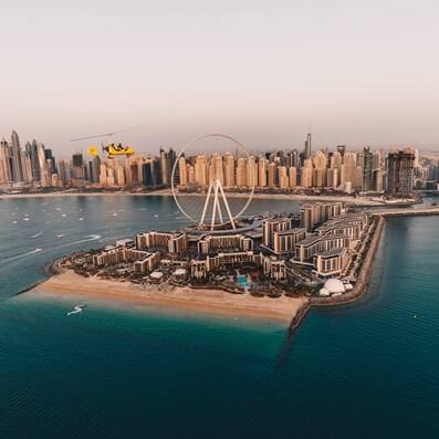 Ain Dubai Bluewaters helicopter ride over Ceasar's Palace hotel