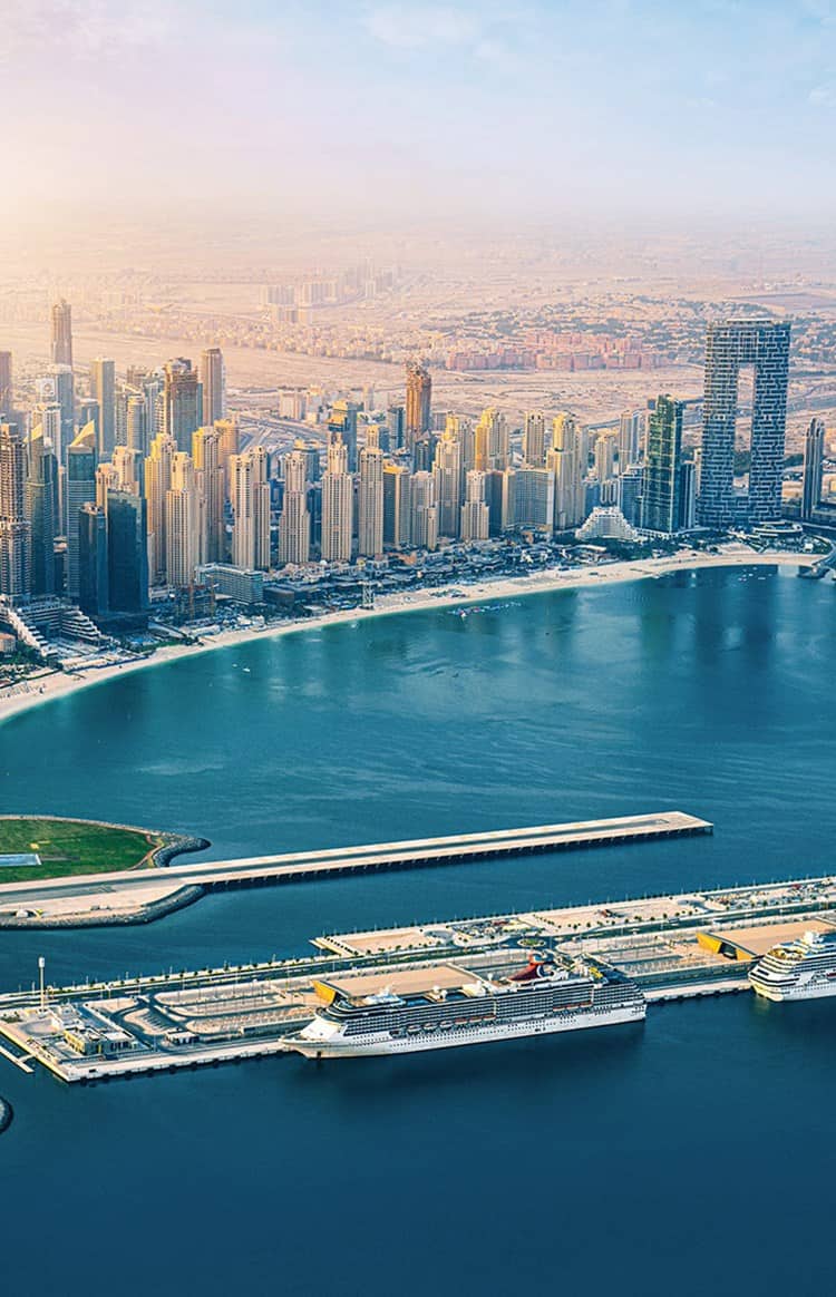 Dubai Harbour areal shot