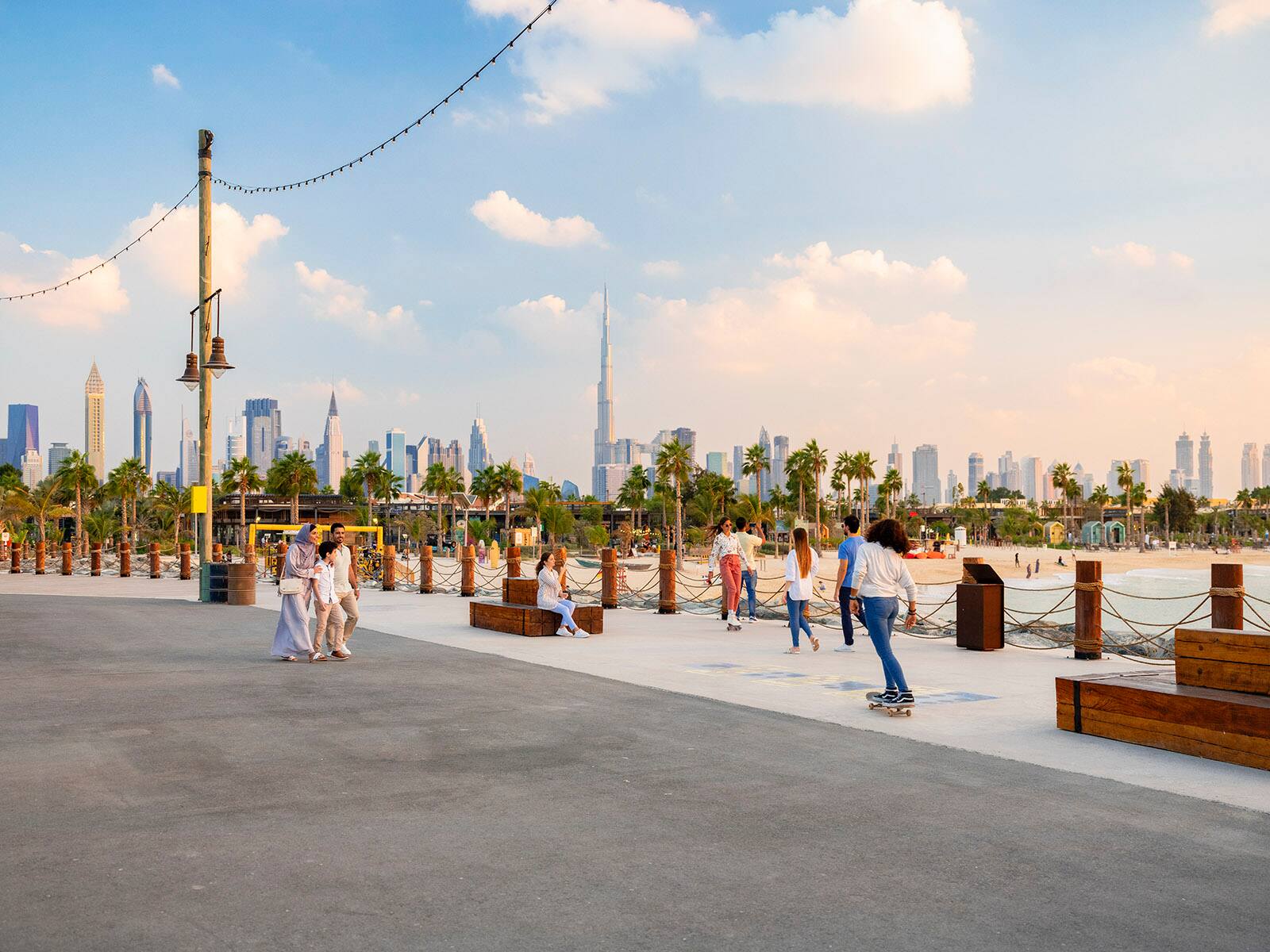 People strolling around Beachside boulevards